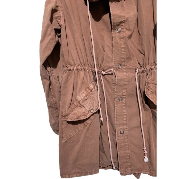 Free People Brown Hooded Jacket With Drawstring Waist & Pockets - Picture 2 of 4